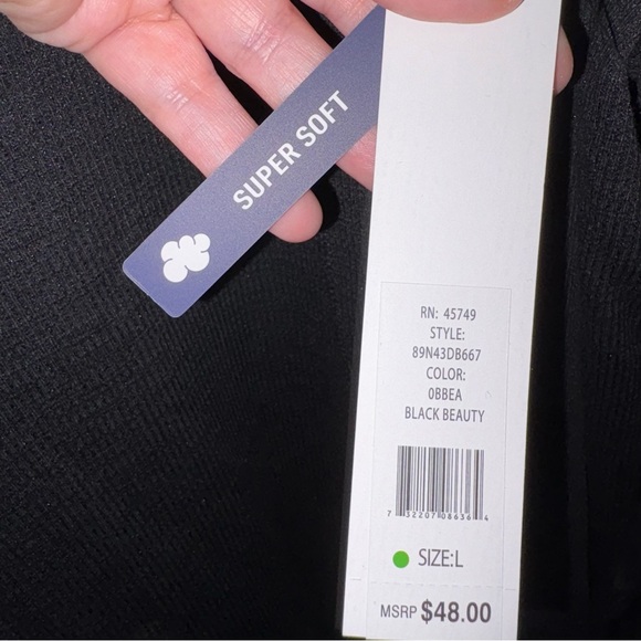 Black Waffle Knot Tunic Top with Button Embellishments NWT - Picture 4 of 6